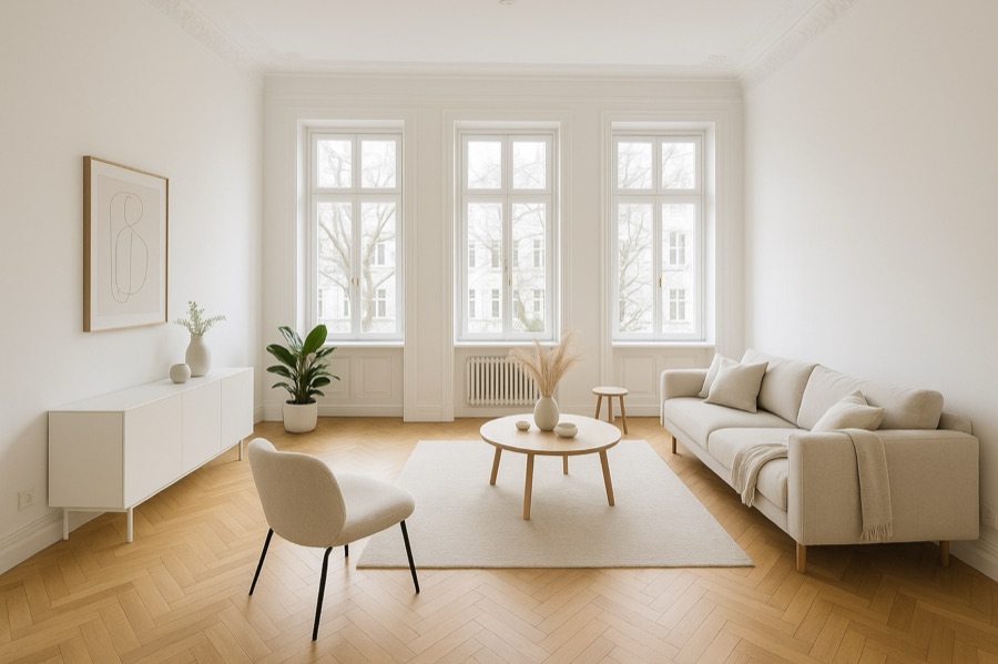 Helle Altbauwohnung mit Parkett in Berlin, bereit zur Vermietung